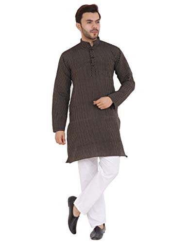 Image of LATEST CHIKAN Men's Cotton Blend Regular Striped Kurta