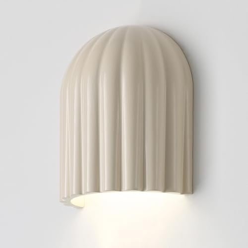 Aplique de Pared nórdico de Resina Color Crema con diseño Acanalado, G9, para escaleras, pasillos, dormitorios, mesitas de Noche, decoración de Interiores.