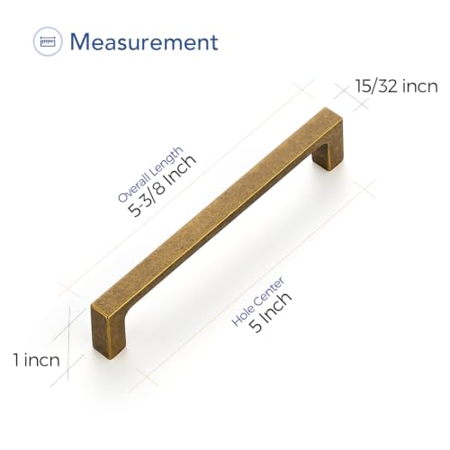 Ravinte Antique Brass Cabinet Handles Solid Square Pulls 5 Inch 10 Pack by Ravinte - Used condition - Image 3