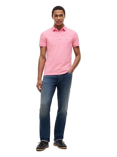 Image of Tommy Hilfiger Men's Short Sleeve Polo Shirts in Slim Fit with Stretch and Organic Pique Cotton