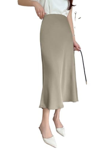 Women's Flowy Trendy Skirt Elegant High Waist Plain Skirt