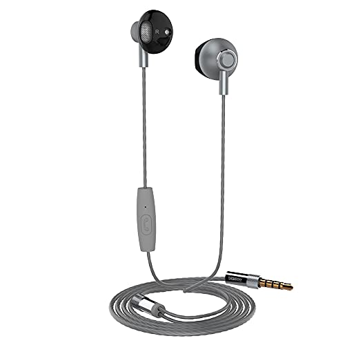 Image of (Tessco CH-238) Digital Stereo in-Ear Wired Metal Earphones Stereo Bass Noise Canceling Sport Headsets with Mic & Volume Control - Black