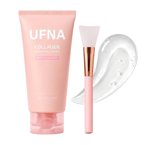 UFNA Collagen Face Mask - Overnight Wrapping Mask - Facial Firming Elasticity & Hydration - Hydrolyzed Sodium + Panthenol +Niacinamide for Reduce Dullness & Promote Smoother Skin Texture - 75ml
