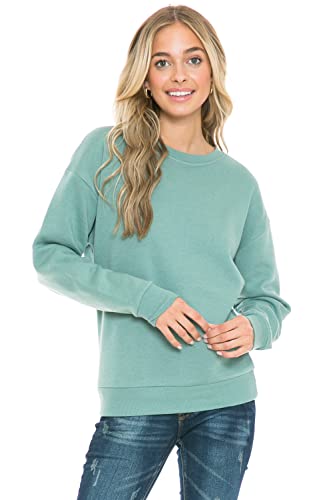 Urban Look Women's Fashion Basic Fleece Lined Crewneck Sweatshirt