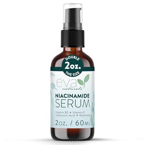 Eva Naturals Niacinamide 5% Serum for Face – B3 Pore Minimizer, Acne Treatment & Dark Spot Corrector with Hyaluronic Acid, Vitamin E, Aloe & Neem – Anti-Aging, Non-Greasy, Hydrating, 2oz