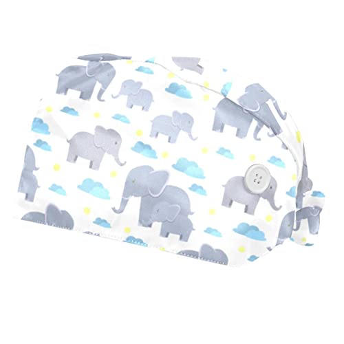 Chapeaux de travail respirants JDEZ : lot de 2 casquettes bouffantes éléphants
