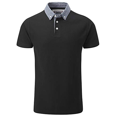 Preisvergleich Produktbild Charles Wilson Originals Chambray-Kragen Piqué-Polohemd (XXL, Black (1019))