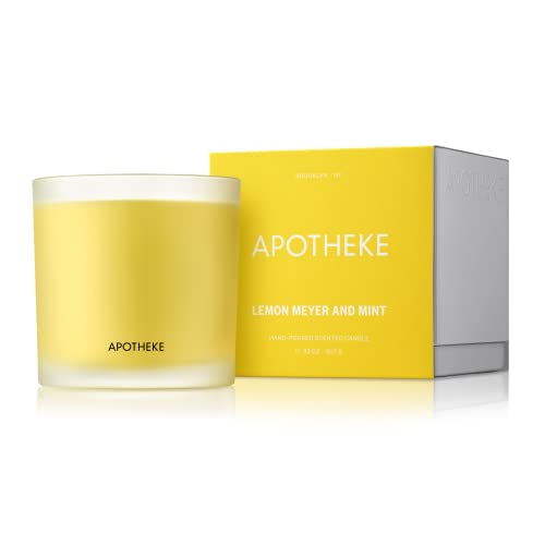 Apotheke Market Collection Luxury Scented 3-Wick Jar Candle, Meyer Lemon & Mint, 32 Oz - Lemon, Spearmint, Jasmine & Eucalyptus Scent, Strong Fragrance, Aromatherapy, Lasting, Hand Poured In Usa, Soy #TOP1
