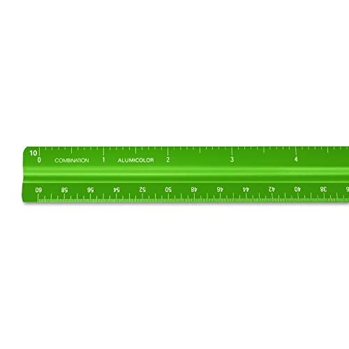 Image of Alumicolor Aluminum Combination Solid Drafting Scale, 12IN, Green