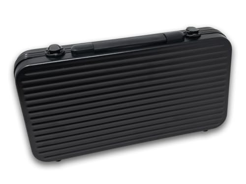 DA VINCI Professional Poker Chip Case Black Polycarbonate Shell Hard Case with Aluminum Frame and Strong EVA Rubber Interior Chip Tray (300 Chip Capacity)