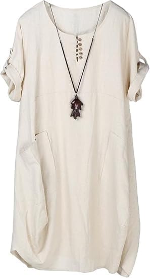 Minibee Women's Ruffle Oversize Casual Midi Dresses with Pockets