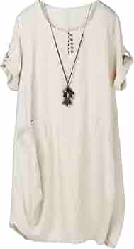 Buy Minibee Women's Ruffle Oversize Casual Midi Dresses with Pockets (XL,  Beige) at Amazon.in