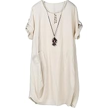 Minibee Womens Ruffle Oversize Casual Midi Dresses with Pockets
