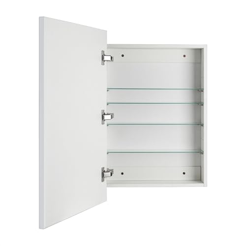 Image of TEHOME 20'' x 30'' Chrome Recessed and Surface Mount Bathroom Medicine Cabinet with Mirror Square Cornered Metal Framed Rounded Rectangle Medicine Cabinet Mirror