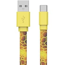 MobileSpec MBSSP21CA USB-C to USB Charger Cable USB for Android Galaxy Nexus OnePlus Lenova 4ft Animal Reptile Print Charging Cord - Yellow