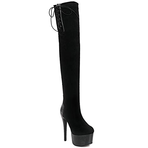 MAVMAX Women's Stretch Over The Knee Stiletto Boots High Heels Thigh High Platform Boots2