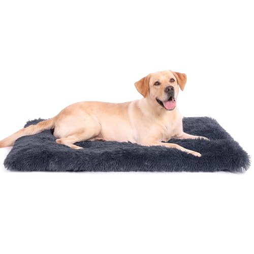 Baodan Dog Bed Washable Large Dog Crate Bed Fluffy Calming Pet Mattress with Non-slip Bottom Super Soft for Crate 90x60cm