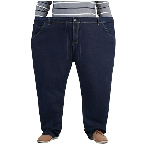 Jeans Pants Trouser Denim Large Size Plus Fat Straight Stretch Loose Casual Business Commuter Leg Men