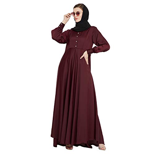 Image of Nabia Solid Premium Nida Fabric Lose fit Cuffed Sleeves Maxi Dress Abaya For Women