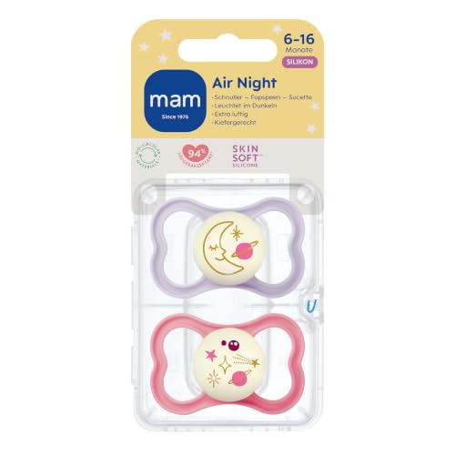 MAM Air Night Schnuller, 6-16 Monate, Mond/Universum, 2 Stück – Ansicht 2