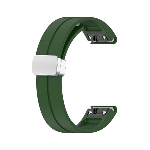 [PLYYQZM] 20 22 26mm �V���R���X�g���b�v .Gar min �ɍ��� Fenix 8 E 7 7X 6X Pro 5Plus Instinct2/Mk2i/Tactix7pro �N�C�b�N�����[�X���X�g�o���h�p�ɓK�p(Green(Silve