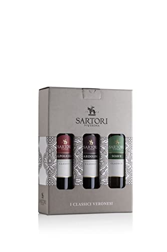 Casa Vinicola Sartori, Confezione ''Classici'' - 1 Valpolicella Classico + 1 Bardolino Classico + 1 Soave Classico, Bianco e Rosso, Veneto, Confezione Regalo, 3X750ml