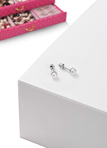 Surgical Steel Hypoallergenic Stud Earrings Freshwater Cultured Pearl Earrings For Girls With Secure Safety Screwback (5.0Mm) #TOP4