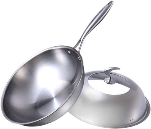 Wok de acero inoxidable 34 cm con tapa y mango miniatura 2