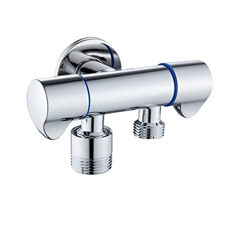 Double vanne d'angle d'eau 3 voies chrome pour robinet de lave-linge et arrêt wc - 2