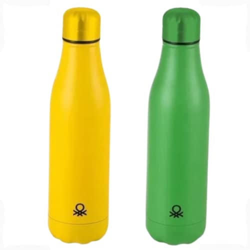Garrafa Térmica Inox Color Of Benetton 500 ml Kit com 2 unidades Academia Portátil Squeeze Parede Du