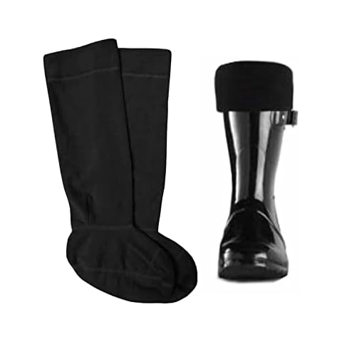 Mens Fleece Wellie Socks Adult Welly Wellington Boot Thermal Liners Warm Outdoor Sock One Size 6-11 (Black, One Size) Cover
