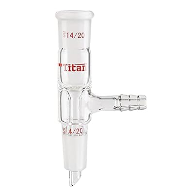 Glass Vacuum Take Off Adapter, Straight Short Stem, with 14/20 Joint & 8mm Hose Connection for Vacuum Distillation
