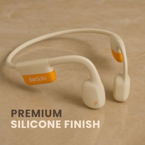 Image of ng Earsafe Pro Mini Bone Conduction Headphone, Bluetooth Wireless Open Ear Design, IPX6 Waterproof V5.3 Headphone for Sport & Cycling & Workout, 10min Fast Charge, 9h Playtime, Lightweight (Beige)