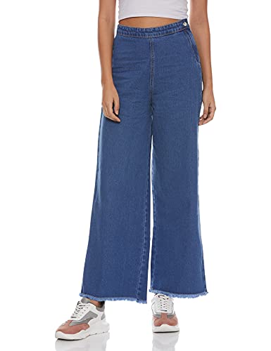 Image of AKA CHIC Women Wide Leg High Rise Cotton Non Stretchable Jeans