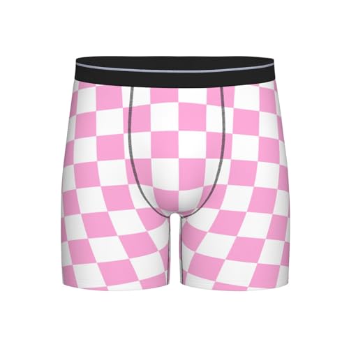 White Checkered Race Men's Boxer Briefs, Mens Trunks Underwear Wicking-Breathable Underpants