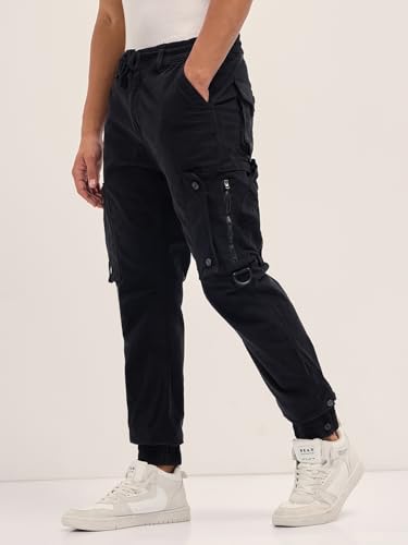Image of Men's Green Solid Regular Fit Casual Cargo