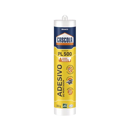 Cola Cascola Monta & Fixa PL 500 Interior, Adesivo de montagem extraforte, Cola para madeira, MDF, compensado, concreto, entre outros materiais, Cartucho com 360g