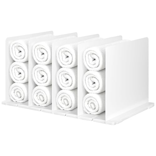 Wenceda Towel Organizer for Closet, White Interlocking Towels Rack Storage,