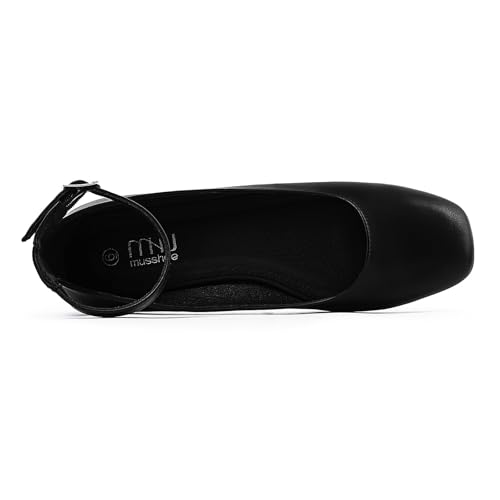 MUSSHOE Mary Jane Shoes Women: Ballet Flats Shoes for Women - Adjustable Ankle Strap Dressy & Comfortable Square Toe Ballet Flats for Working,Dating & Everyday Fashion3