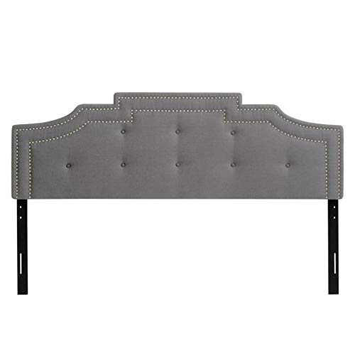 Corliving Light Gray Fabric Crown Silhouette Headboard - King #TOP8