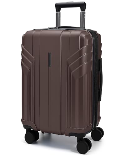 Image of BAGSMART Expandable Carry On Luggage 22x14x9 Airline Approved, Coffee Brown | Spinner Wheels, TSA Lock, Lightweight Hard Shell, Suitcase,22x14x9 Airline Approved,
