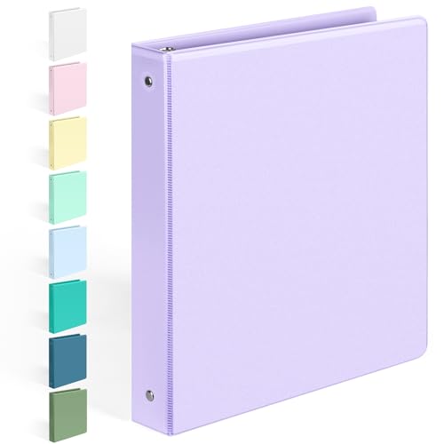 BinderX Extra Durable 3 Ring Binder Round Rings 1 Inch Binder Fits 175 Sheets of 8.5x11 Paper Customizable View Cover with Inside Pockets Cute 1 Binders 1 Inch Binders 3 Ring Lavender Purple