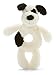 Jellycat Bashful Black and Cream Puppy Ring Rattle, 6 inches