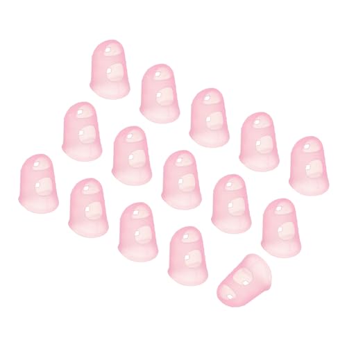 PATIKIL フィンガーチップカバー ピンクシリコンフィンガープロテクターグローブ通気性再利用可能な指先キャップ 乾燥肌指の割れ目用 S 15個
