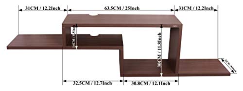 Image of Captiver Engineered Wood Wall Mounted Entertainment Tv Unit 52 Inch (Matte, Walnut)