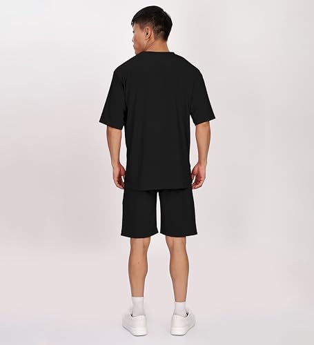 Image of SHODOX Men's Solid Relaxed Fit T Shirt and Shorts Set | Casual Summer Wear | Comfortable Stylish Outfit for Men