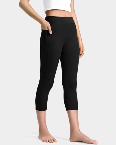 JOCMIC Girls Capri Leggings High Waisted Athletic Leggings with Pockets for Kids Dance Gymnastics Running3
