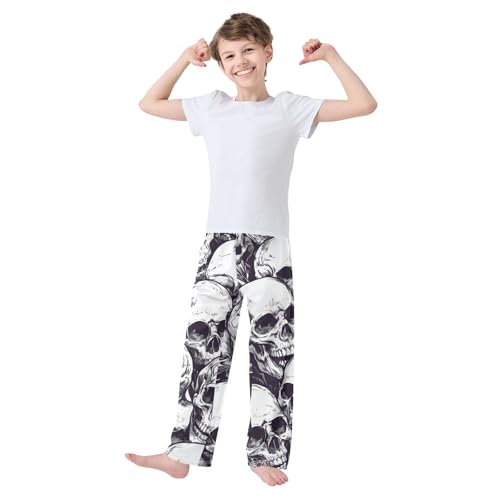 ZZXXB Skeleton Pattern Boys Long Pants Soft Trousers Elastic Waist Kids Lounge Bottoms with Pockets S-XL3