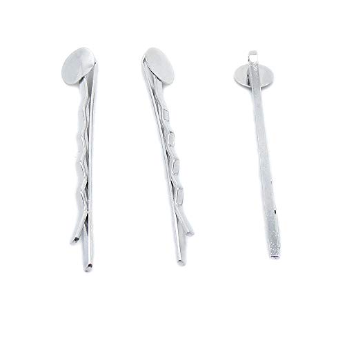 70 Pieces Antique Silver Plated Jewelry Charms Findings Fashion Craft Making Crafting VB8T8R Hairpin Hairclip Hair Clip Cabochon Blank