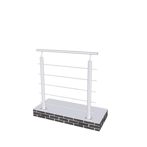 AICA Barandilla de Aluminio, 100 cm Pasamanos de Escaleras, Parapeto de Aluminio con 5 travesaños para balcón, escaleras, interior y exterior - fijaciones al suelo